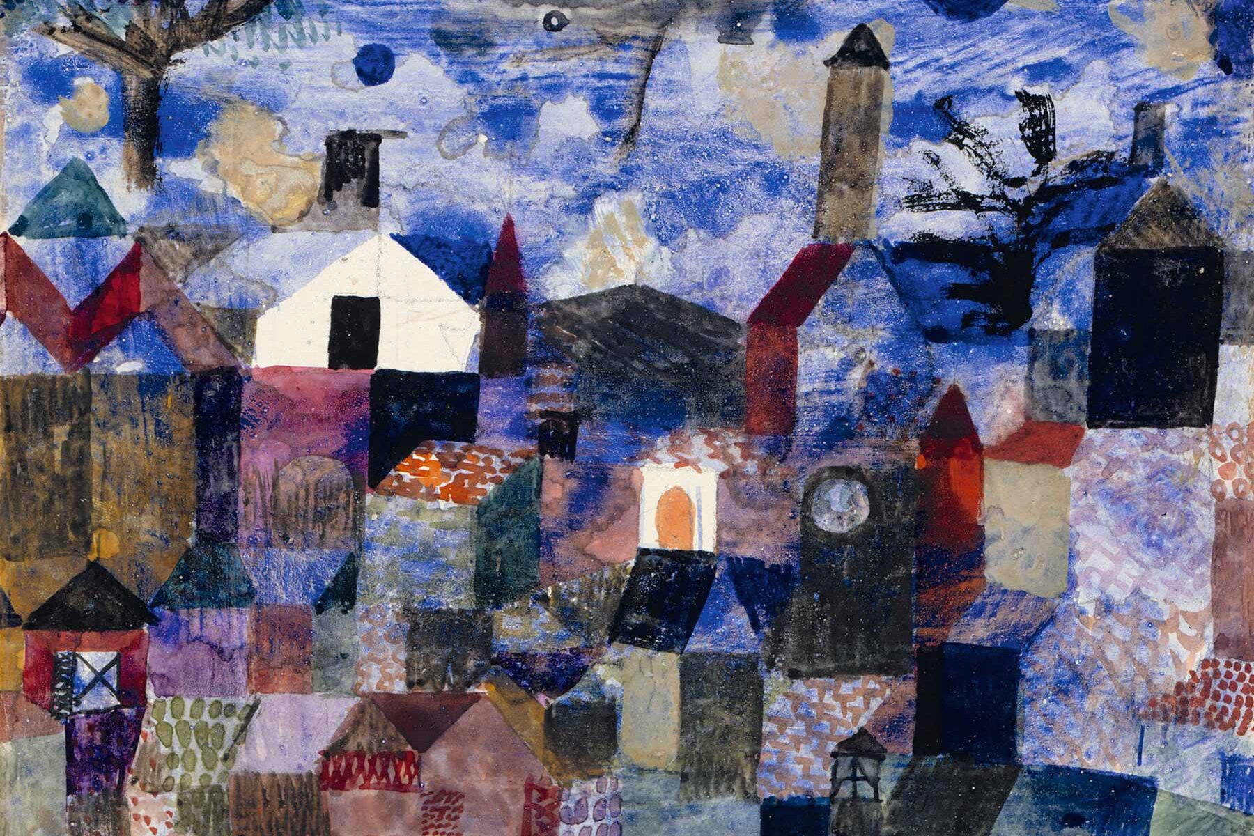 Paul Klee Landscape in Blue 1917 watercolour, gouache and pencil on paper on cardboard. Museum Berggrun
